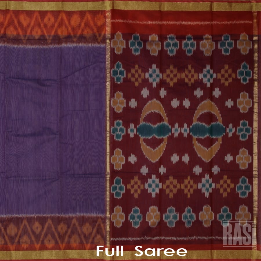 Parnika - Beautiful Handwoven Double Shade Pochampally Ikat Silk Saree